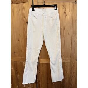MOTHER Denim The Hustler Ankle Fray White Jeans Size 26 Fairest of Them All